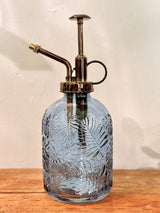 blue glass plant water mister