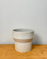 Ivory Ripple Ceramic Pedestal Pot - Plant Daddy